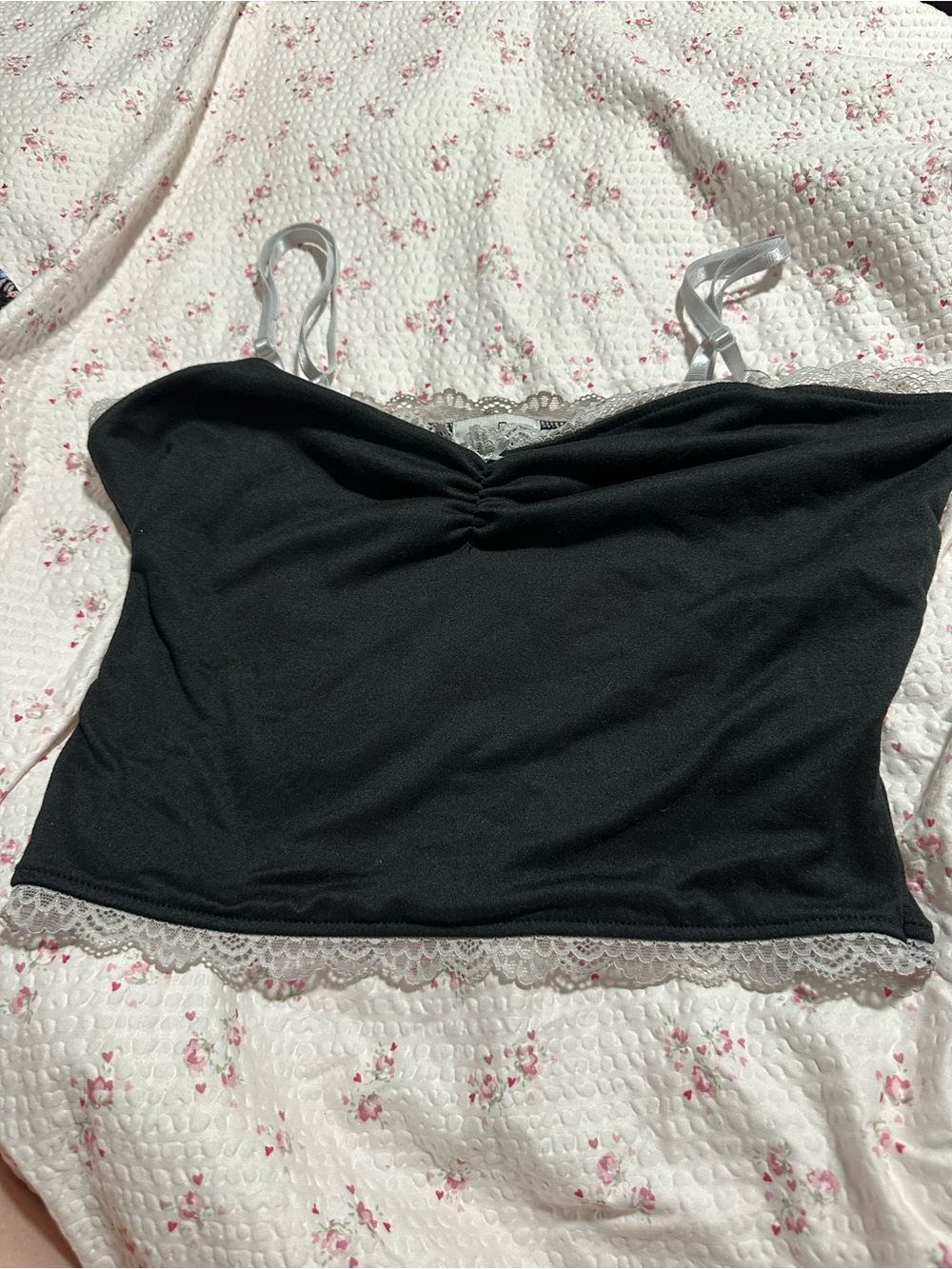Black Lace-Trim Cami Top - Unbranded